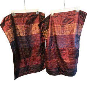Wamsutta Burgundy & Gold Striped Decorative Pillow Shams 23x29in Polyester Blend